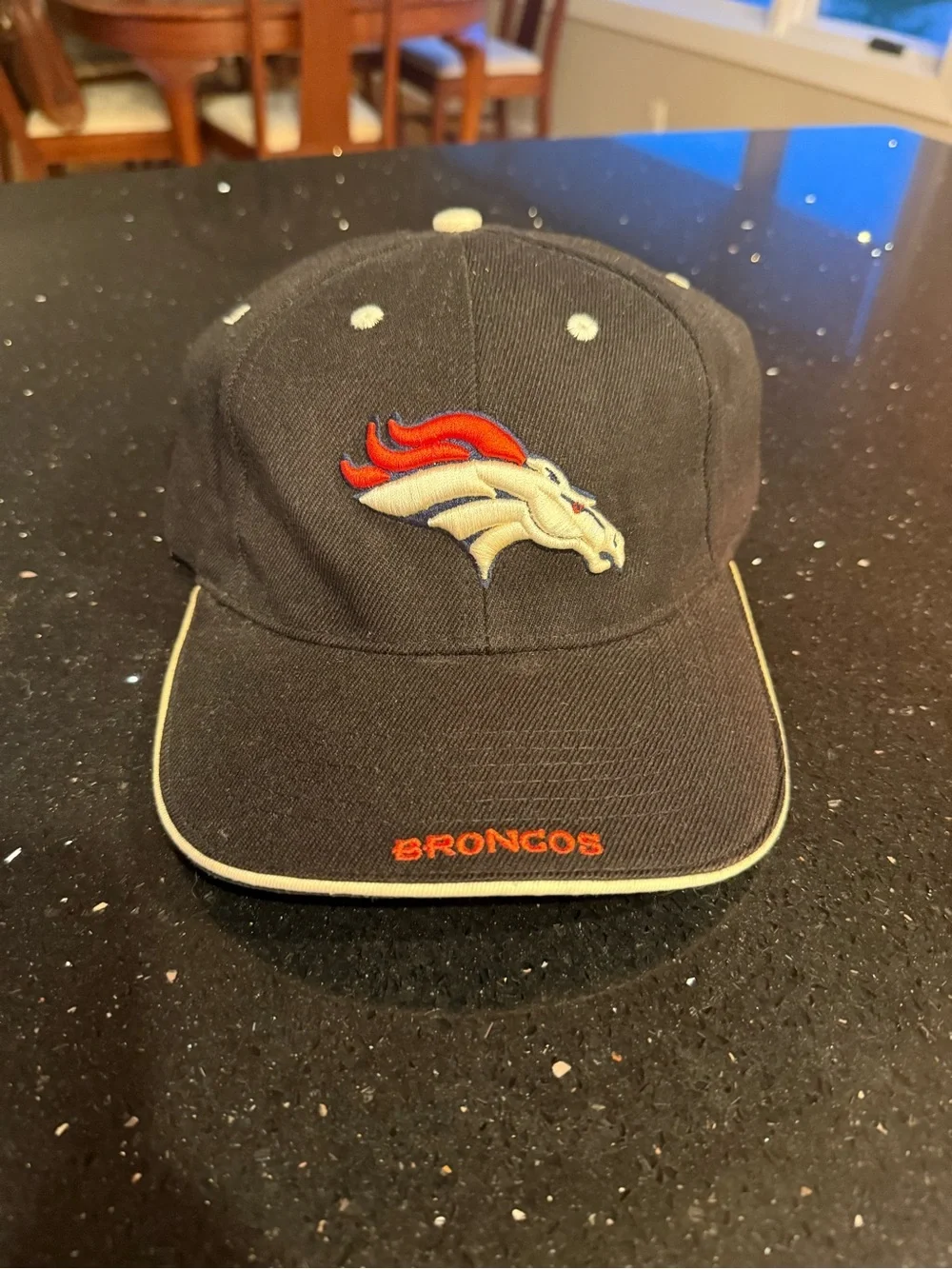 Denver Broncos Embroidered Logo Baseball Cap - Black with Orange Accents